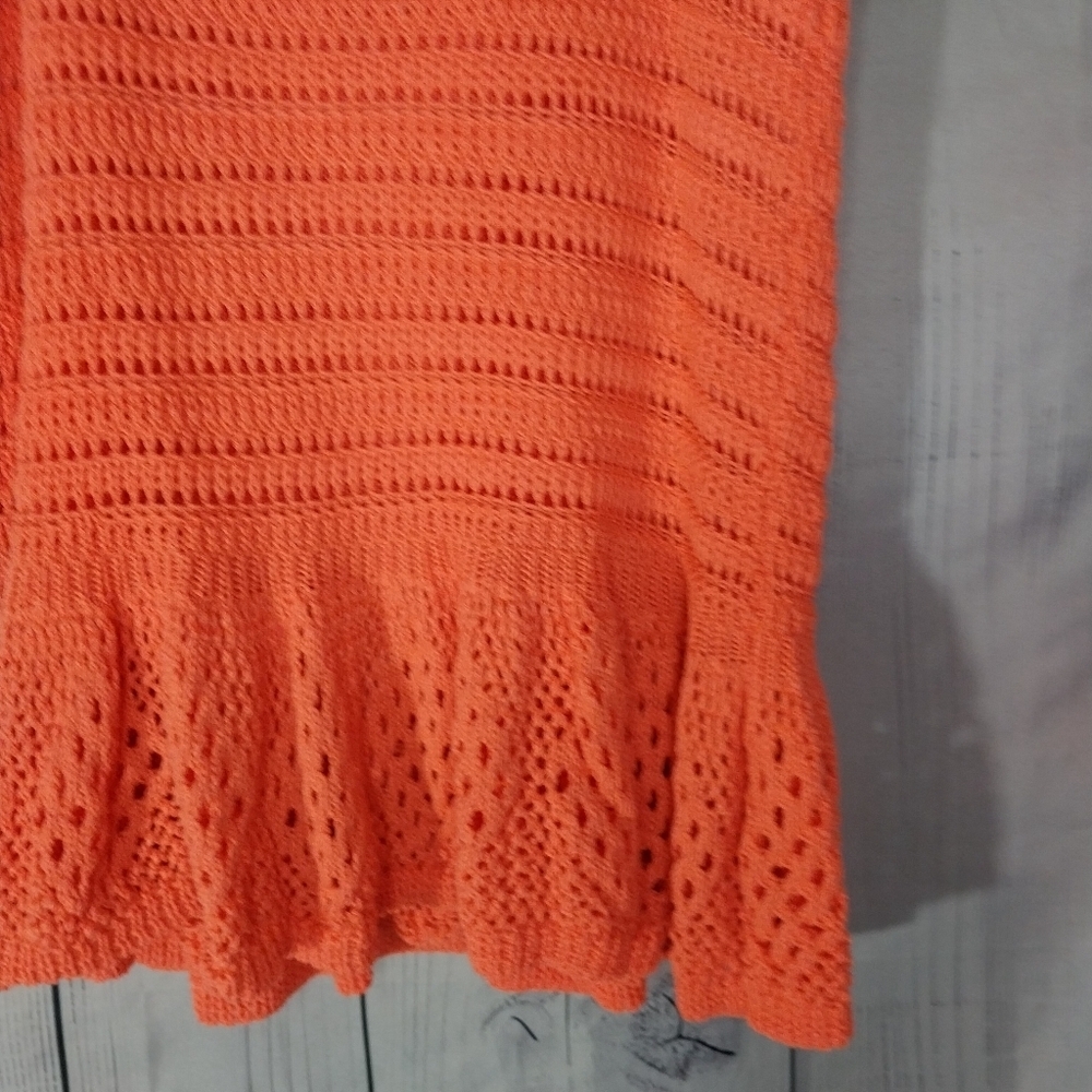 Davi & Dani Orange Knit Peplum Ruffle Hem Boho Sleeveless Festival Summer Top - Picture 6 of 8